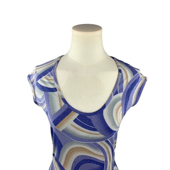Bebe Women’s M Multicolor Swirl Print Cap Sleeve Top - Picture 4 of 7